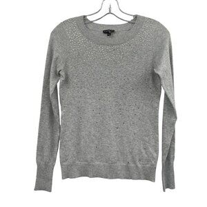 Express Womens Pullover Sweater Sequined Long Sleeve Gray Size XS